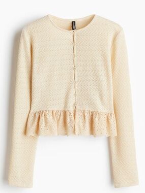 H&M Cream Peplum Shirt – Size M (New with Tags)